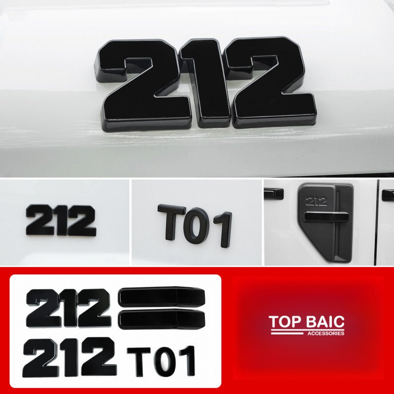 Black Hood & Tailgate Emblem Set for BAW 212 T01 - Glossy Black