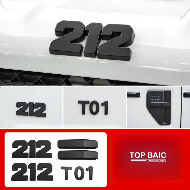 Black Hood & Tailgate Emblem Set for BAW 212 T01 - Matte Black