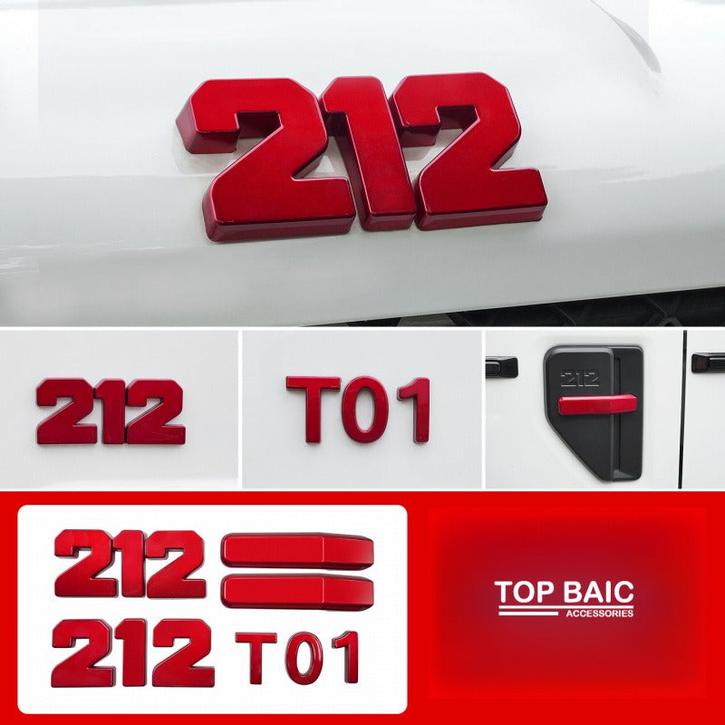 Black Hood & Tailgate Emblem Set for BAW 212 T01 - Red