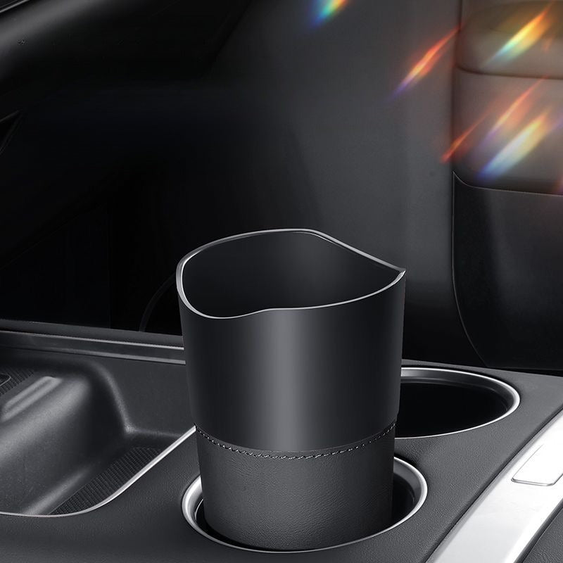 Car Cup Holder Trash Bin Storage Box - Black