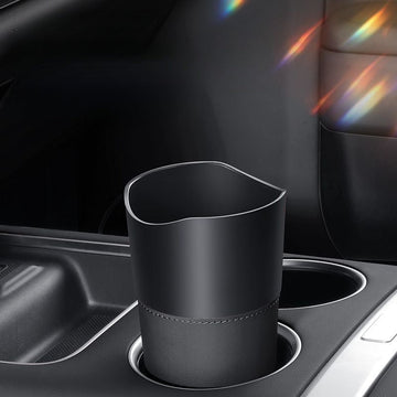 Car Cup Holder Trash Bin Storage Box - Black