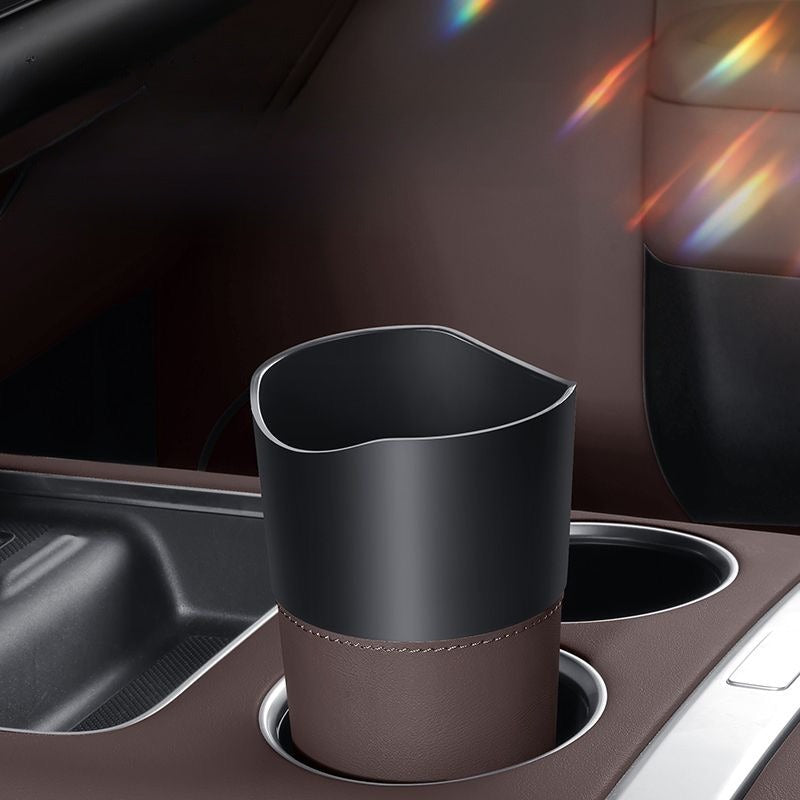 Car Cup Holder Trash Bin Storage Box - Brown