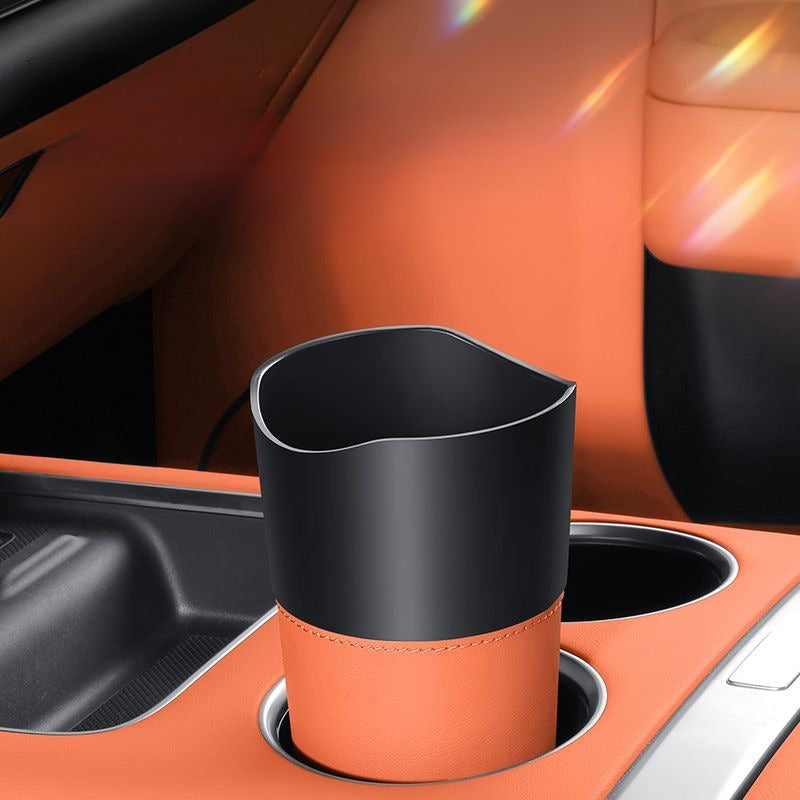 Car Cup Holder Trash Bin Storage Box - Black