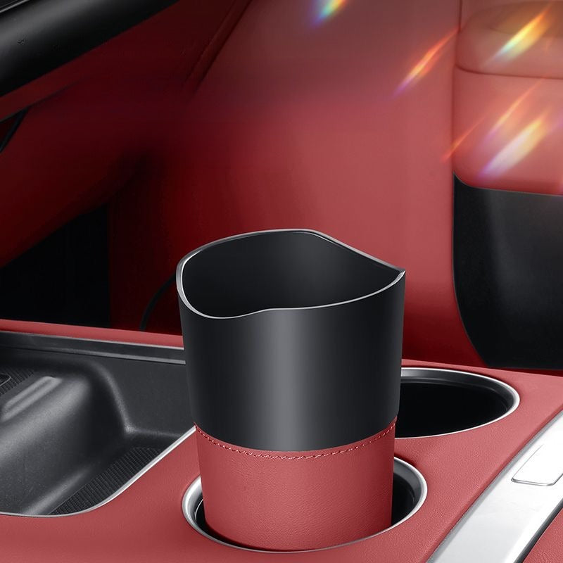 Car Cup Holder Trash Bin Storage Box - Red