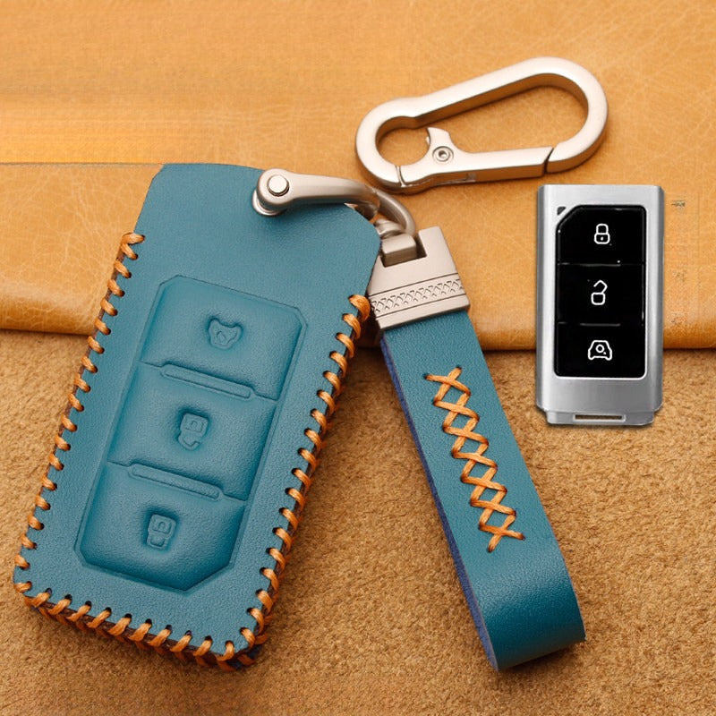 Genuine Leather Key Cover for BAW 212 - Blue