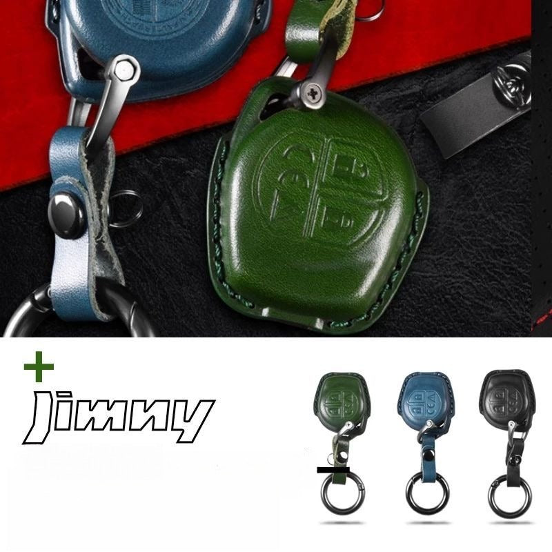 Hand-Stitched Leather Key Fob Cover for Suzuki Jimny