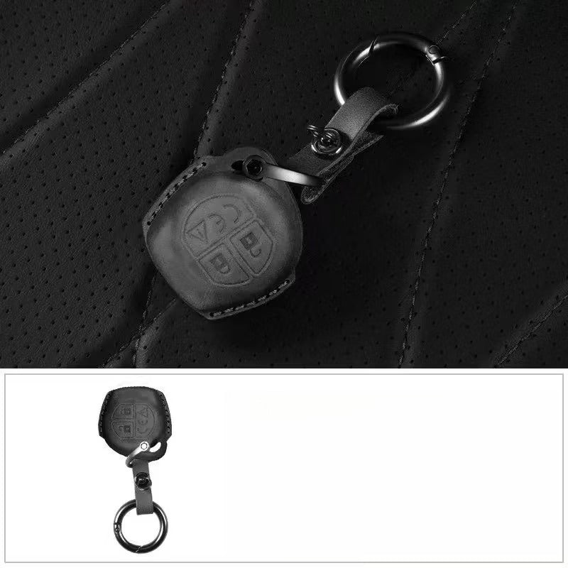Hand-Stitched Leather Key Fob Cover for Suzuki Jimny - Black