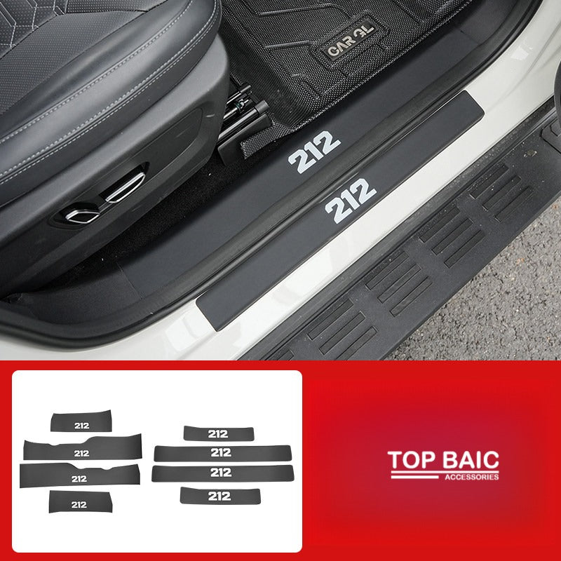 Leather Protection Covers for BAW 212 T01 - Black leather texture / External door sill + Internal door sill