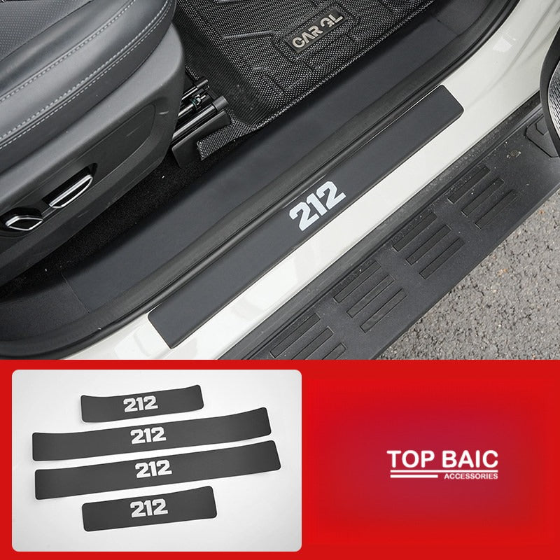 Leather Protection Covers for BAW 212 T01 - Black leather texture / External door sill
