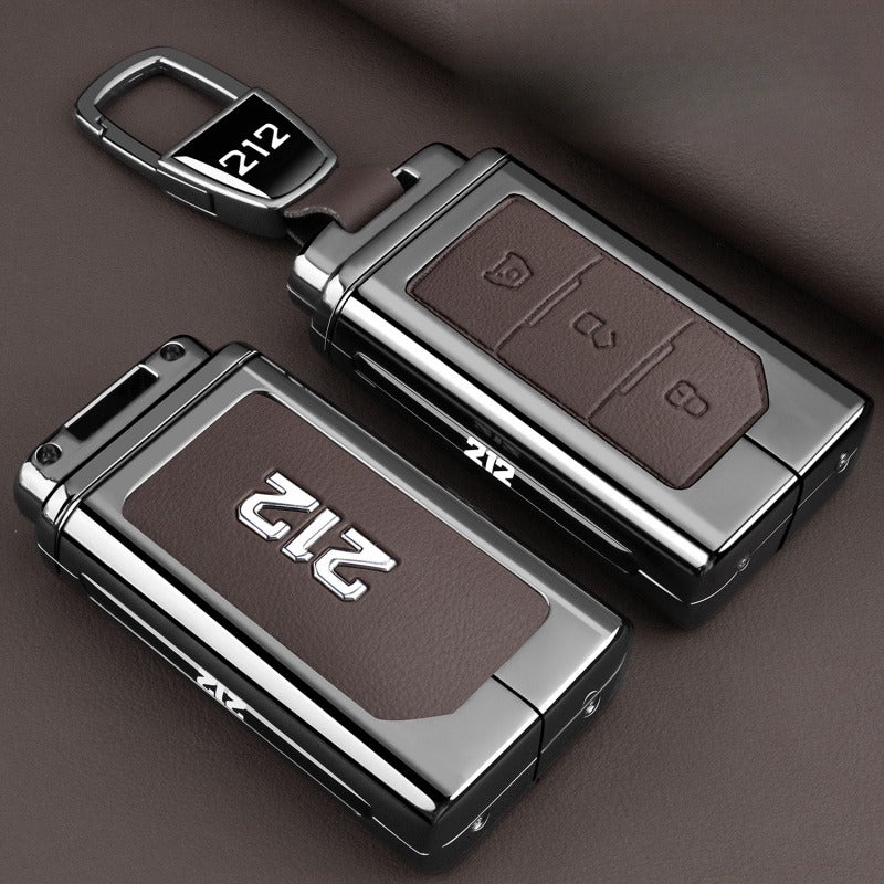 Premium Metal & Leather Key Cover for BAW 212