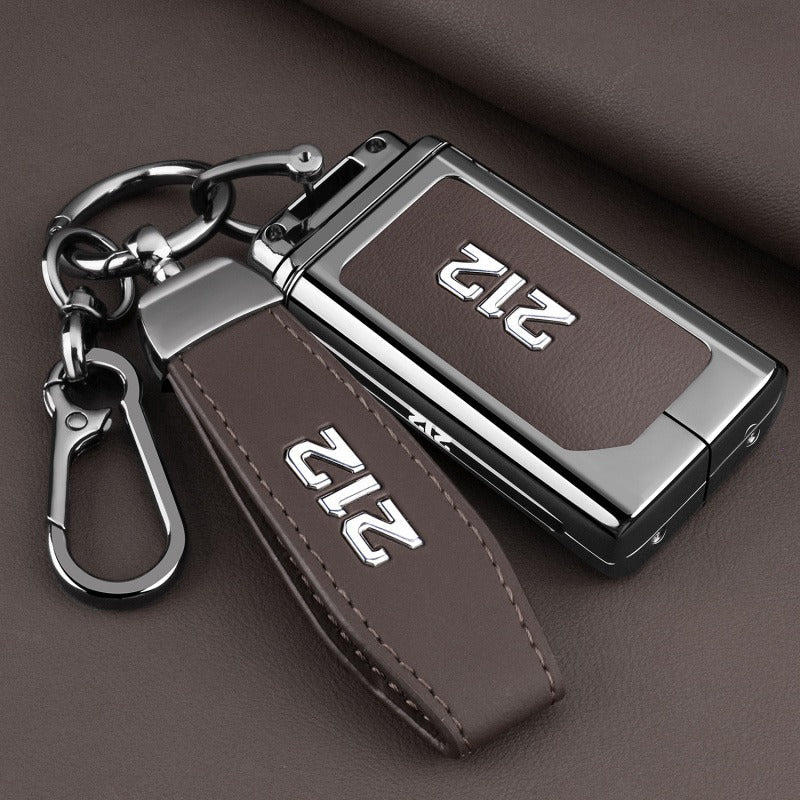 Premium Metal & Leather Key Cover for BAW 212 - Coffee / B