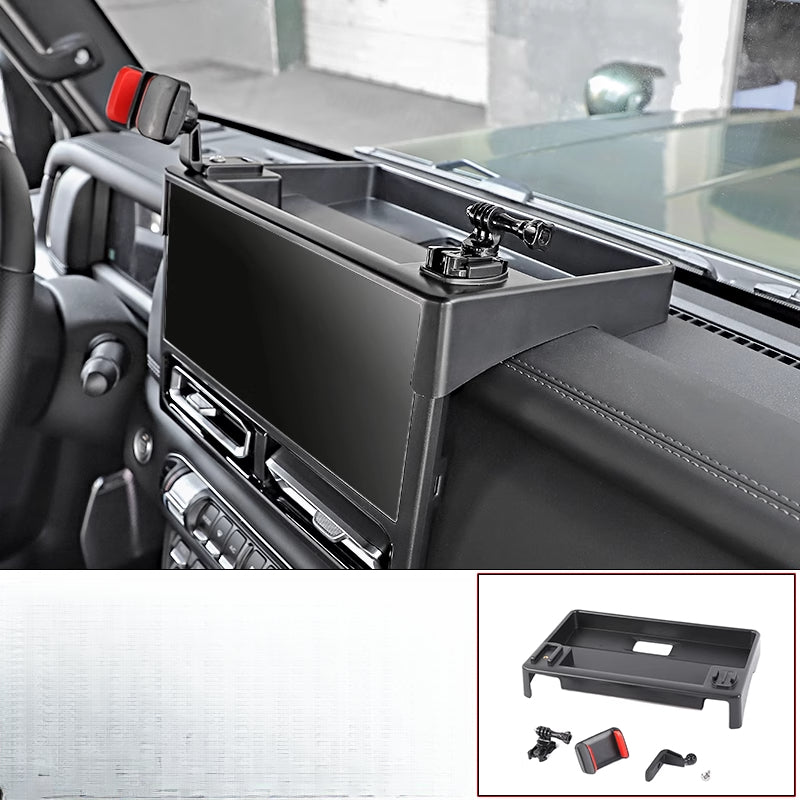 Sliding Rail Phone Holder Central Console Mount For BAW 212 - -Storage box model [red phone holder + action camera